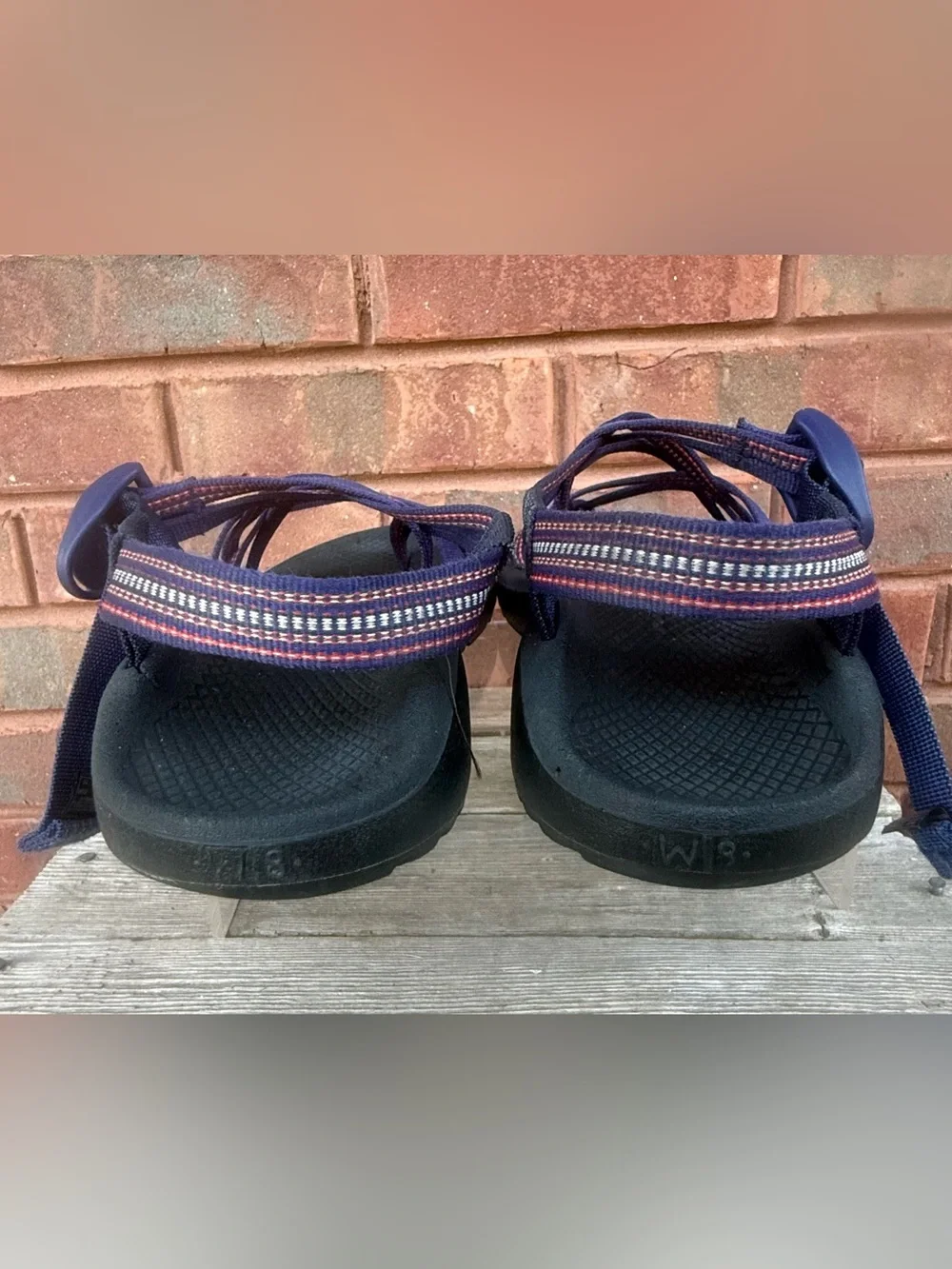 Chaco ZX/2 Cloud Sandals Womens 8 Blue white Strappy Trail Shoes Chacos